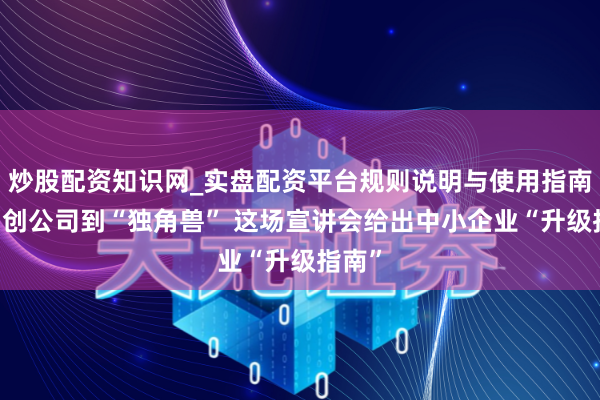 炒股配资知识网_实盘配资平台规则说明与使用指南 从初创公司到“独角兽” 这场宣讲会给出中小企业“升级指南”