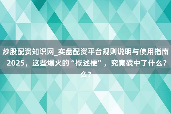 炒股配资知识网_实盘配资平台规则说明与使用指南 2025，这些爆火的“概述梗”，究竟戳中了什么？