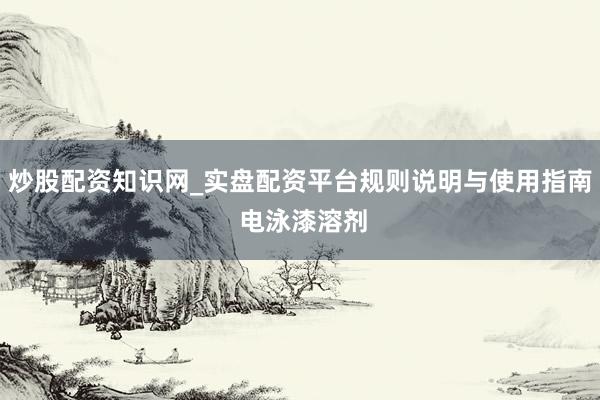 炒股配资知识网_实盘配资平台规则说明与使用指南 电泳漆溶剂
