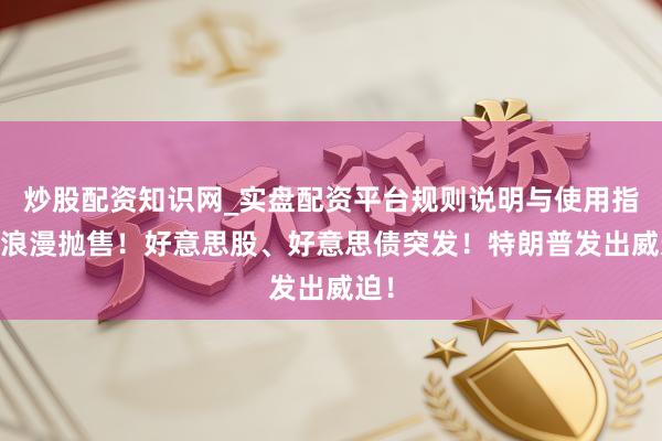 炒股配资知识网_实盘配资平台规则说明与使用指南 浪漫抛售！好意思股、好意思债突发！特朗普发出威迫！