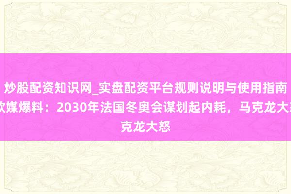 炒股配资知识网_实盘配资平台规则说明与使用指南 欧媒爆料：2030年法国冬奥会谋划起内耗，马克龙大怒