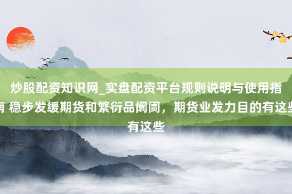 炒股配资知识网_实盘配资平台规则说明与使用指南 稳步发缓期货和繁衍品阛阓，期货业发力目的有这些