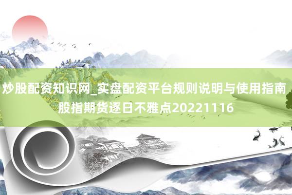 炒股配资知识网_实盘配资平台规则说明与使用指南 股指期货逐日不雅点20221116