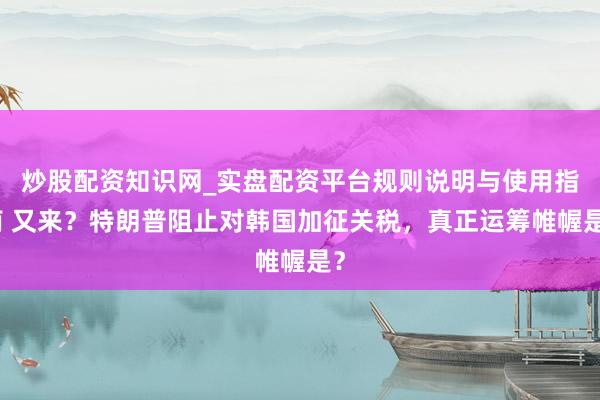 炒股配资知识网_实盘配资平台规则说明与使用指南 又来？特朗普阻止对韩国加征关税，真正运筹帷幄是？