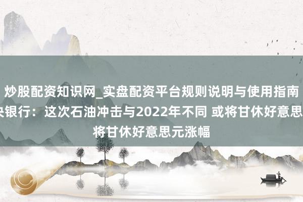 炒股配资知识网_实盘配资平台规则说明与使用指南 德坚决银行：这次石油冲击与2022年不同 或将甘休好意思元涨幅