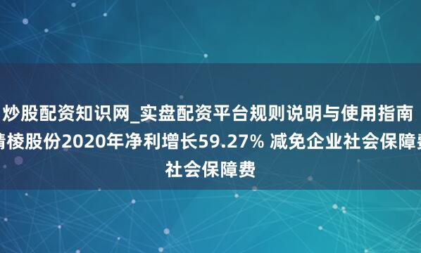 炒股配资知识网_实盘配资平台规则说明与使用指南 精棱股份2020年净利增长59.27% 减免企业社会保障费