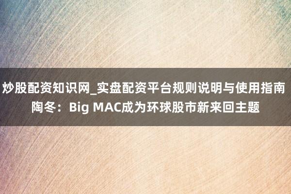 炒股配资知识网_实盘配资平台规则说明与使用指南 陶冬：Big MAC成为环球股市新来回主题