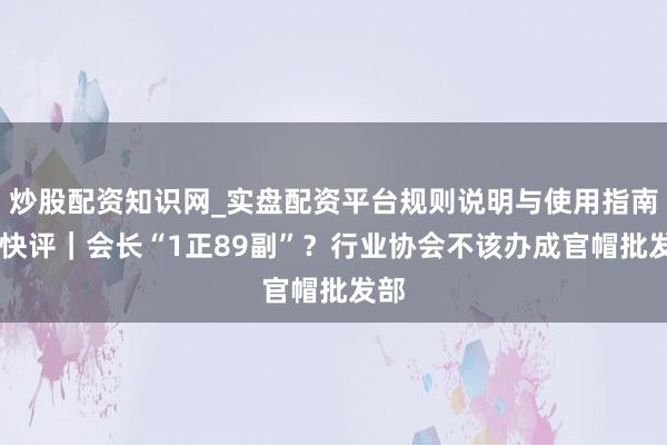 炒股配资知识网_实盘配资平台规则说明与使用指南 壹快评｜会长“1正89副”？行业协会不该办成官帽批发部