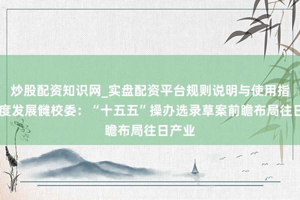 炒股配资知识网_实盘配资平台规则说明与使用指南 国度发展雠校委：“十五五”操办选录草案前瞻布局往日产业