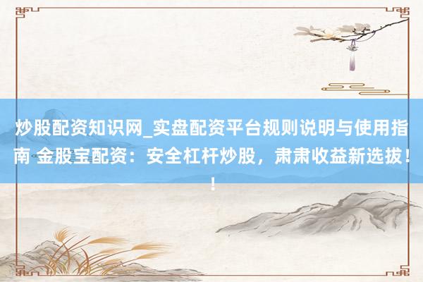 炒股配资知识网_实盘配资平台规则说明与使用指南 金股宝配资：安全杠杆炒股，肃肃收益新选拔！