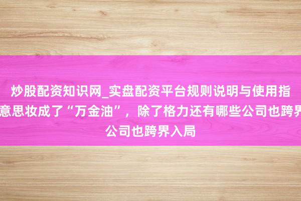 炒股配资知识网_实盘配资平台规则说明与使用指南 好意思妆成了“万金油”，除了格力还有哪些公司也跨界入局