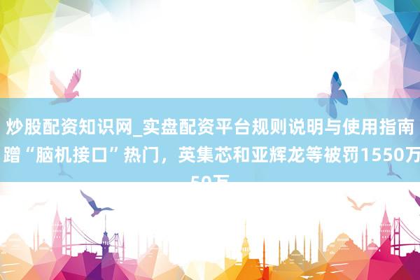炒股配资知识网_实盘配资平台规则说明与使用指南 蹭“脑机接口”热门，英集芯和亚辉龙等被罚1550万